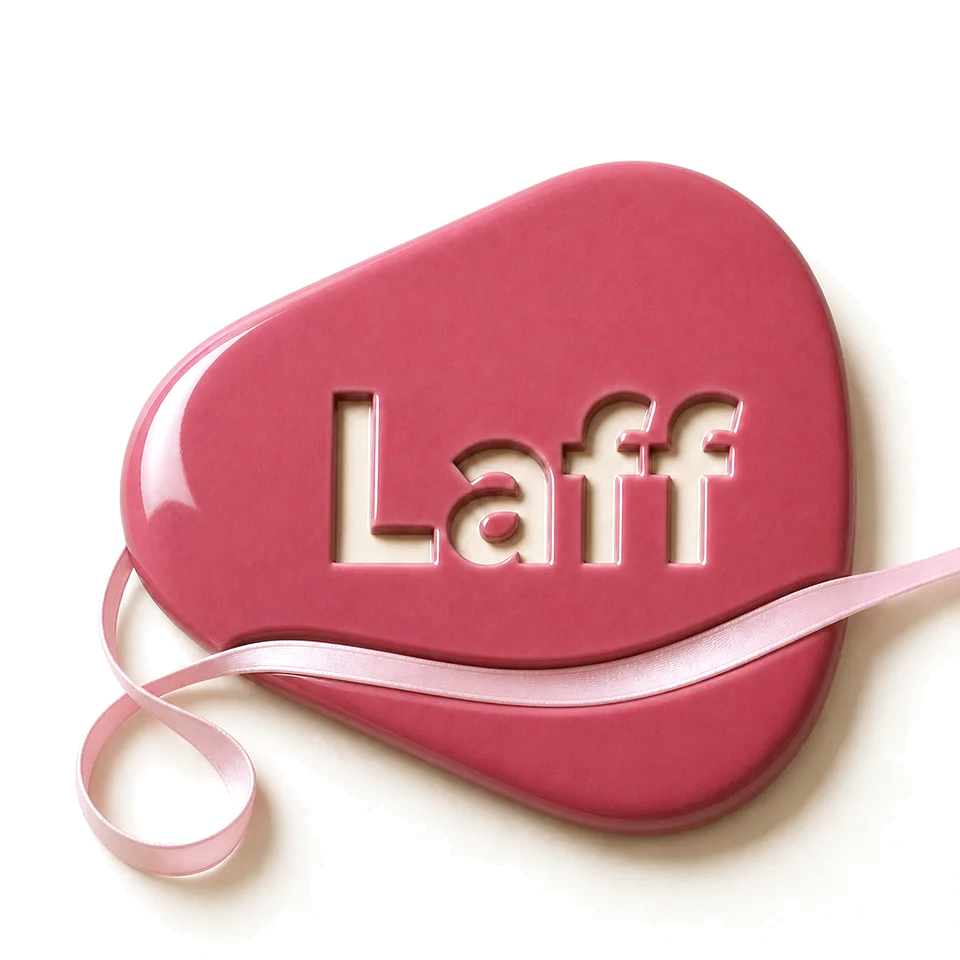 The rose Laff pick, the brand mark of the app